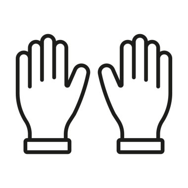 Eldiven tıbbi ikonu, sağlık hizmetlerinde hijyen, güvenlik ve enfeksiyon kontrolünü temsil eden tek kullanımlık eldivenlerin basit bir vektör gösterimidir..