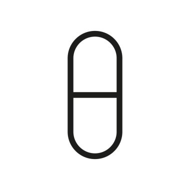 İlaç ikonu kapsül ve tabletin basit bir vektör illüstrasyonudur, ilaç, eczane ve sağlık hizmetleri uygulamalarını temsil etmek için mükemmeldir..