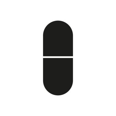 İlaç ikonu kapsül ve tabletin basit bir vektör illüstrasyonudur, ilaç, eczane ve sağlık hizmetleri uygulamalarını temsil etmek için mükemmeldir..