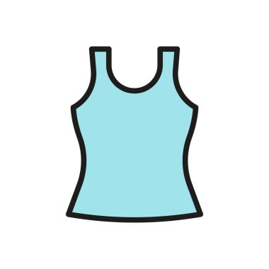Tank top giyim ikonu, kolsuz gömleğin basit bir vektör çizimi. Günlük kıyafet, yaz modası ve aktif markalaşma için mükemmel..
