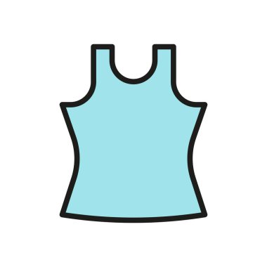 Tank top giyim ikonu, kolsuz gömleğin basit bir vektör çizimi. Günlük kıyafet, yaz modası ve aktif markalaşma için mükemmel..