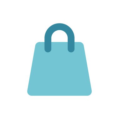 Poşet giyim ikonu, moda, perakende ve giyim markalarını temsil etmek için mükemmel bir alışveriş çantasının basit bir vektör ilülasyonudur..