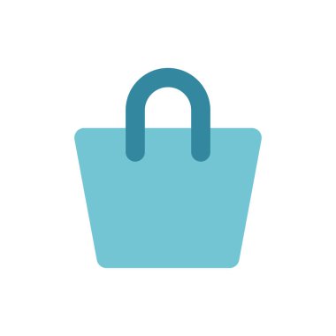 Poşet giyim ikonu, moda, perakende ve giyim markalarını temsil etmek için mükemmel bir alışveriş çantasının basit bir vektör ilülasyonudur..