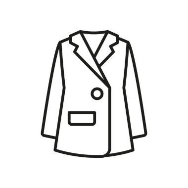 Blazer giyim ikonu, klasik spor ceketin basit bir vektör illüstrasyonudur. Resmi giyim, moda markaları ve giyim tasarımları için mükemmeldir..