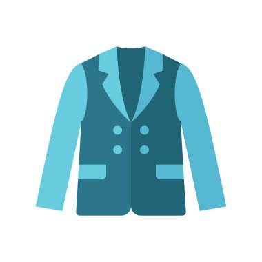 Blazer giyim ikonu, klasik spor ceketin basit bir vektör illüstrasyonudur. Resmi giyim, moda markaları ve giyim tasarımları için mükemmeldir..