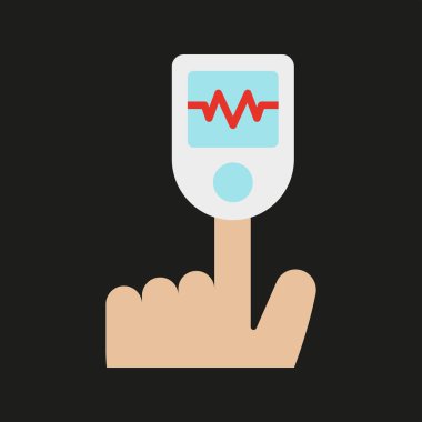 Nabız oksimetresi simgesi modern bir yetenek ile tasarlanmış, sağlık teknolojisi veya tıbbi tanılarla ilgili projeler için parlak bir görünüm sunuyor..