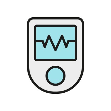 Nabız oksimetresi simgesi modern bir yetenek ile tasarlanmış, sağlık teknolojisi veya tıbbi tanılarla ilgili projeler için parlak bir görünüm sunuyor..