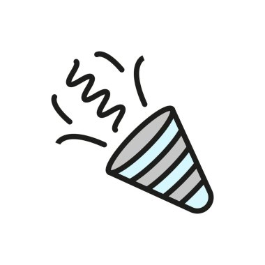 Patlayan konfeti ikonu şenlik süprizini yakalıyor, 1 Nisan için mükemmel tasarımlar, kutlamalar, parti davetiyeleri ve şaka temalı görseller.