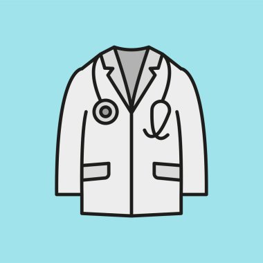Doktor ceketi Dünya Sağlık Günü ikonu, tıbbi farkındalık tasarımları, hastane markalaşması ve sağlık kampanyaları için mükemmel bir sağlık hizmeti ve profesyonelliği temsil ediyor..