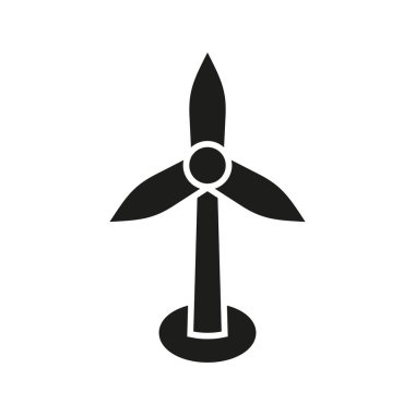 Yel değirmeni ve Dünya ikonu çevre korumasını vurguluyor ve sürdürülebilir çözümler yeşil gösteriyor