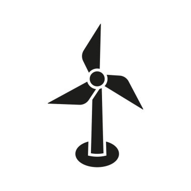 Yel değirmeni ve Dünya ikonu çevre korumasını vurguluyor ve sürdürülebilir çözümler yeşil gösteriyor