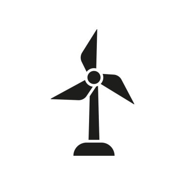 Yel değirmeni ve Dünya ikonu çevre korumasını vurguluyor ve sürdürülebilir çözümler yeşil gösteriyor