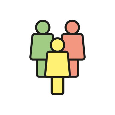 Toplumu, takım çalışmasını, sosyal etkileşimi, çeşitliliği veya işbirliğini simgeleyen bir grup insanı gösteren simge.