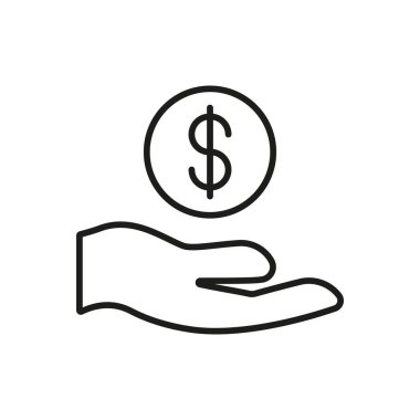 Para ya da dolar banknotunu tutan bir elin simgesi, bağışı, vermeyi, ödemeyi, finansı ya da desteği sembolize eder.