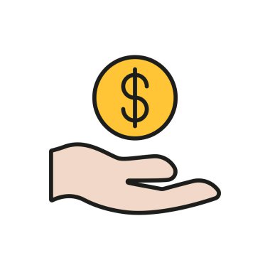 Para ya da dolar banknotunu tutan bir elin simgesi, bağışı, vermeyi, ödemeyi, finansı ya da desteği sembolize eder.