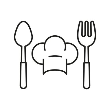 Şef şapkası ve kaşık çatalı ikonu aşçılık tutkusunu, mutfak yaratıcılığını ve profesyonel mutfak titreşimlerini temsil eder.