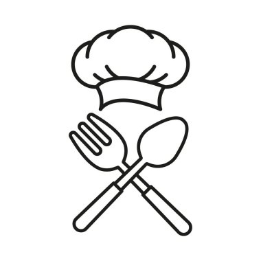 Şef şapkası ve kaşık çatalı ikonu aşçılık tutkusunu, mutfak yaratıcılığını ve profesyonel mutfak titreşimlerini temsil eder.