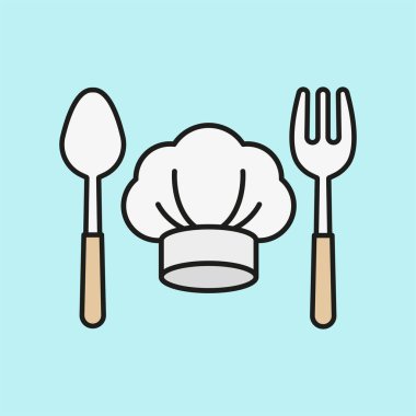 Şef şapkası ve kaşık çatalı ikonu aşçılık tutkusunu, mutfak yaratıcılığını ve profesyonel mutfak titreşimlerini temsil eder.