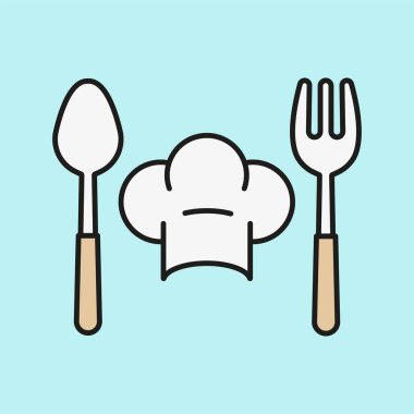 Şef şapkası ve kaşık çatalı ikonu aşçılık tutkusunu, mutfak yaratıcılığını ve profesyonel mutfak titreşimlerini temsil eder.