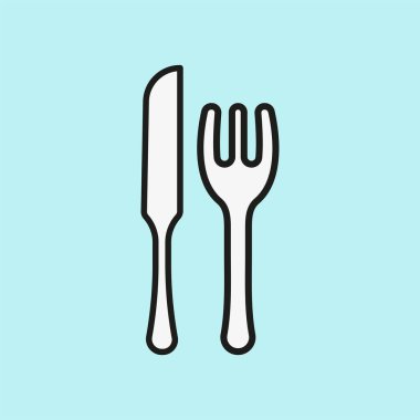 Çatal ve bıçak ikonu yemek, yemek saati, restoran servisi ve zarif yemek deneyimlerini sembolize eder.