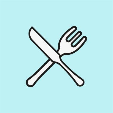 Çatal ve bıçak ikonu yemek, yemek saati, restoran servisi ve zarif yemek deneyimlerini sembolize eder.