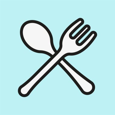 Kaşık ve çatal ikonu günlük yemekleri, temel sofra takımlarını ve basit mutfak anlarını temsil eder..