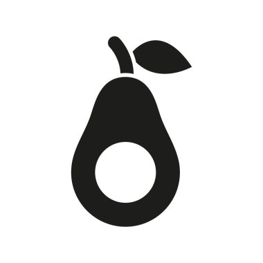 Avokado ikonu besleyici maddelerle dolu taze, sağlıklı meyve gösterir. Diyet, vegan ve sağlık teması için mükemmeldir.