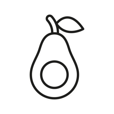Avokado ikonu besleyici maddelerle dolu taze, sağlıklı meyve gösterir. Diyet, vegan ve sağlık teması için mükemmeldir.