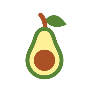 Avokado ikonu besleyici maddelerle dolu taze, sağlıklı meyve gösterir. Diyet, vegan ve sağlık teması için mükemmeldir.