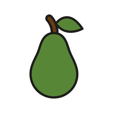 Avokado ikonu besleyici maddelerle dolu taze, sağlıklı meyve gösterir. Diyet, vegan ve sağlık teması için mükemmeldir.