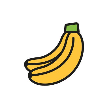 Muz ikonu, günlük beslenme için tropikal meyve, doğal tatlılık ve sağlıklı atıştırmalıkları temsil eder.