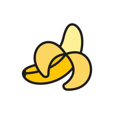 Muz ikonu, günlük beslenme için tropikal meyve, doğal tatlılık ve sağlıklı atıştırmalıkları temsil eder.