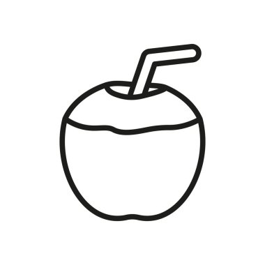 Hindistan cevizi ikonu sert kabuklu ve tatlı etli tropikal meyveyi gösterir. İçecekler, atıştırmalıklar ve yemek tarifleri için mükemmeldir.