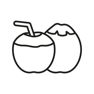 Hindistan cevizi ikonu sert kabuklu ve tatlı etli tropikal meyveyi gösterir. İçecekler, atıştırmalıklar ve yemek tarifleri için mükemmeldir.