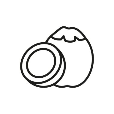 Hindistan cevizi ikonu sert kabuklu ve tatlı etli tropikal meyveyi gösterir. İçecekler, atıştırmalıklar ve yemek tarifleri için mükemmeldir.