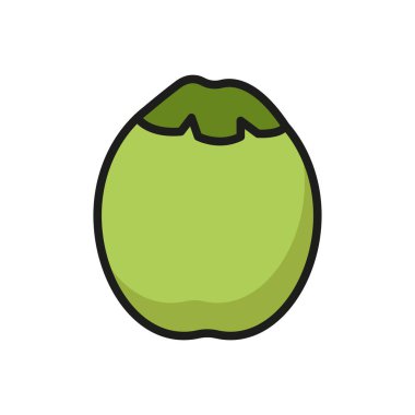 Hindistan cevizi ikonu sert kabuklu ve tatlı etli tropikal meyveyi gösterir. İçecekler, atıştırmalıklar ve yemek tarifleri için mükemmeldir.