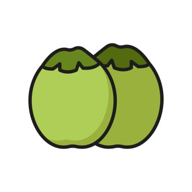 Hindistan cevizi ikonu sert kabuklu ve tatlı etli tropikal meyveyi gösterir. İçecekler, atıştırmalıklar ve yemek tarifleri için mükemmeldir.