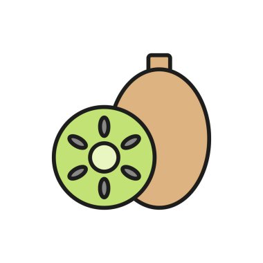 Taze kivi meyve ikonu, sağlıklı yiyecekler ya da tropikal tasarım temaları için mükemmel.