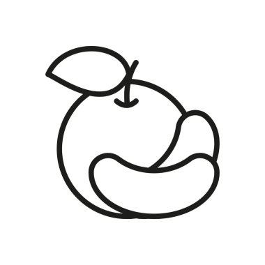 Düz tasarım, meyve setleri veya grafik modern konsept için besin bağlantılı mobil tasarım için turuncu meyve simgesi.