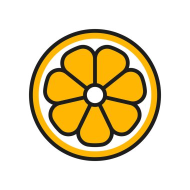 Düz tasarım, meyve setleri veya grafik modern konsept için besin bağlantılı mobil tasarım için turuncu meyve simgesi.