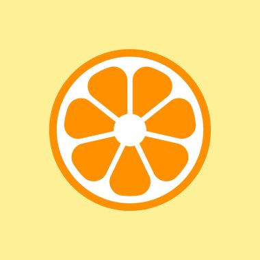 Düz tasarım, meyve setleri veya grafik modern konsept için besin bağlantılı mobil tasarım için turuncu meyve simgesi.