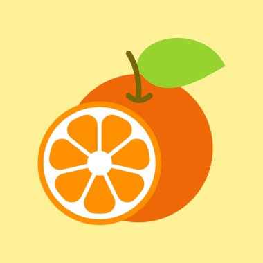 Düz tasarım, meyve setleri veya grafik modern konsept için besin bağlantılı mobil tasarım için turuncu meyve simgesi.