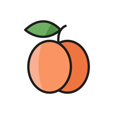 Şeftali meyvesi ikonu beslenme, menü, yaz veya vegan içeriği için ideal sağlıklı, tatlı ve tropikal besinleri temsil eder..