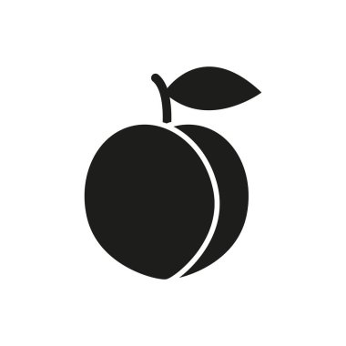 Şeftali meyvesi ikonu beslenme, menü, yaz veya vegan içeriği için ideal sağlıklı, tatlı ve tropikal besinleri temsil eder..