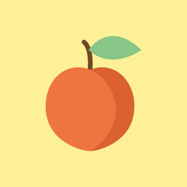 Şeftali meyvesi ikonu beslenme, menü, yaz veya vegan içeriği için ideal sağlıklı, tatlı ve tropikal besinleri temsil eder..