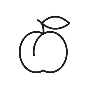 Şeftali meyvesi ikonu beslenme, menü, yaz veya vegan içeriği için ideal sağlıklı, tatlı ve tropikal besinleri temsil eder..