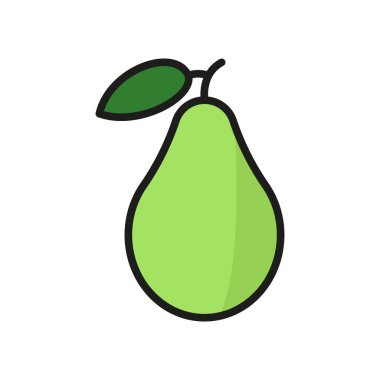 Yumuşak kıvrımlı armut. Modern basit kavramda yiyecek, sağlık veya yaz görselleri için mükemmel.