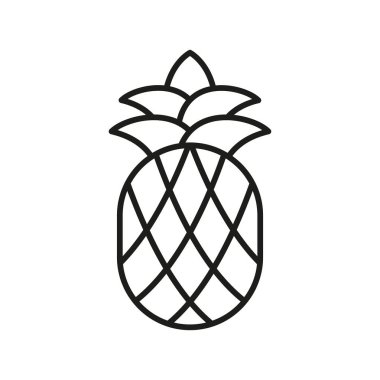 Kıvrımlı gövdeli ananas meyve ikonu. Meyve suyu, yemek ya da tatil tasarımları için mükemmel..