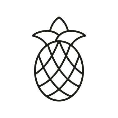 Kıvrımlı gövdeli ananas meyve ikonu. Meyve suyu, yemek ya da tatil tasarımları için mükemmel..