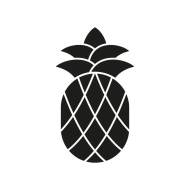 Kıvrımlı gövdeli ananas meyve ikonu. Meyve suyu, yemek ya da tatil tasarımları için mükemmel..